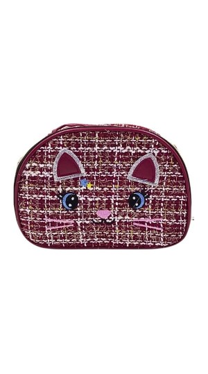 NECESSAIRE GATINHO COR VINHO BX-2117