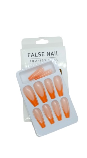 FALSE NAIL UNHA POSTIÇA C/12 ROSA COM LARANJA