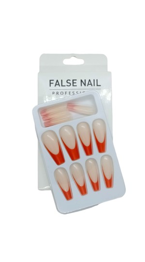 FALSE NAIL UNHA POSTIÇA C/12 NUDE COM VERMELHO