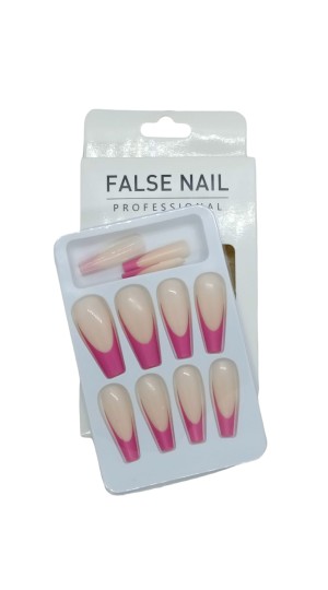 FALSE NAIL UNHA POSTIÇA C/12 NUDE COM ROSA